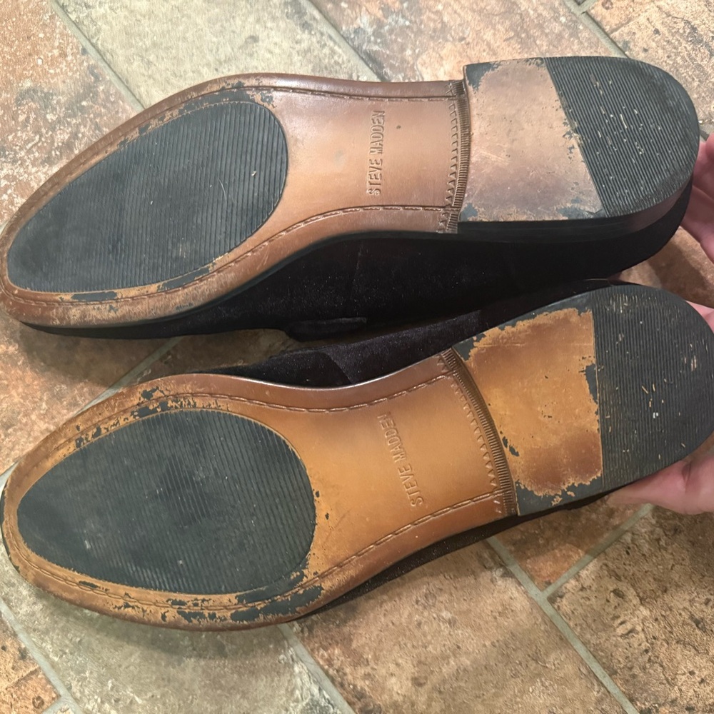Steve Madden Black Velvet Loafers Delray - Picture 4 of 7
